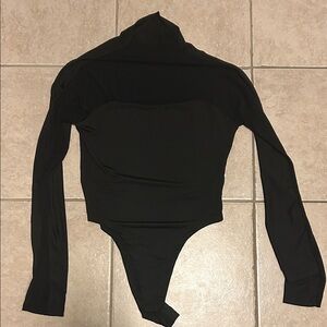Black Long Sleeve Sheer One Piece